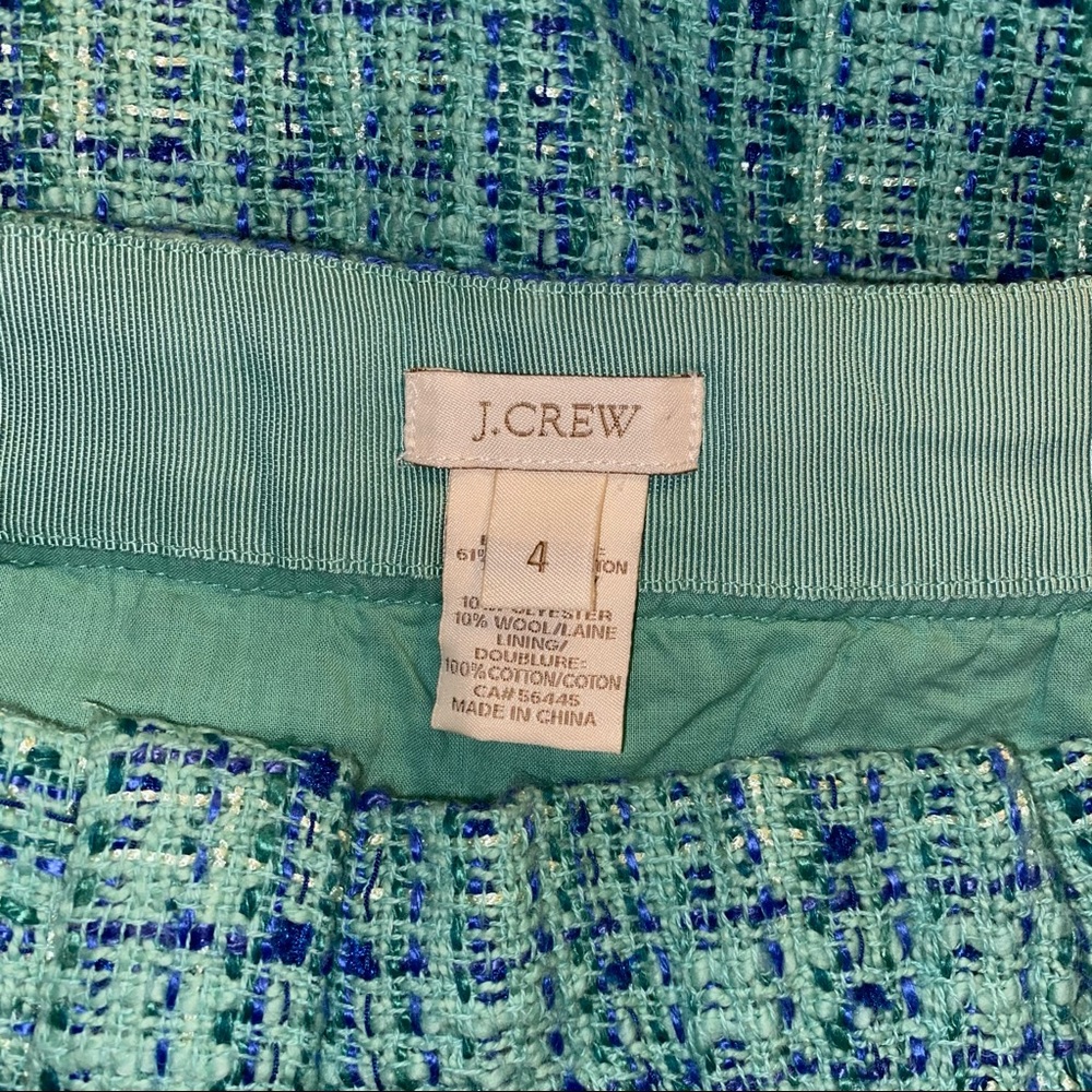 J. Crew Aqua Mint Tweed Shirred Flare Mini Skirt - Picture 11 of 12